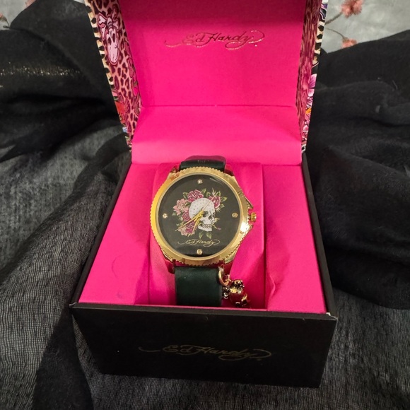 Ed Hardy Gold and Dark Green Women's Watch - Picture 2 of 4